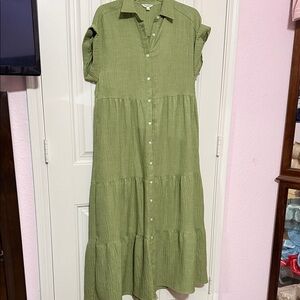 Max Studio Olive Button-Up Maxi Dress